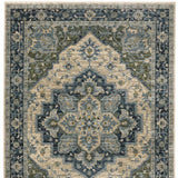 2' X 3' Blue Grey Beige Tan Green And Gold Oriental Power Loom Stain Resistant Area Rug With Fringe - Homeroots - Flyclothing LLC