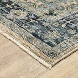 2' X 3' Blue Grey Beige Tan Green And Gold Oriental Power Loom Stain Resistant Area Rug With Fringe - Homeroots - Flyclothing LLC