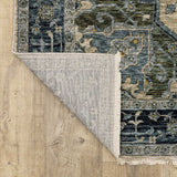 10' X 13' Blue Grey Beige Tan Green And Gold Oriental Power Loom Stain Resistant Area Rug With Fringe - Homeroots - Flyclothing LLC