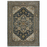 2' X 3' Blue Taupe Grey Green Rust Tan Beige And Gold Oriental Power Loom Stain Resistant Area Rug With Fringe - Homeroots - Flyclothing LLC