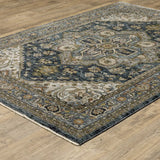2' X 3' Blue Taupe Grey Green Rust Tan Beige And Gold Oriental Power Loom Stain Resistant Area Rug With Fringe - Homeroots - Flyclothing LLC
