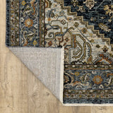 2' X 3' Blue Taupe Grey Green Rust Tan Beige And Gold Oriental Power Loom Stain Resistant Area Rug With Fringe - Homeroots - Flyclothing LLC