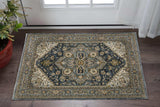 3' X 5' Blue And Green Oriental Power Loom Area Rug With Fringe - Homeroots - Flyclothing LLC
