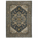 3' X 5' Blue And Green Oriental Power Loom Area Rug With Fringe - Homeroots - Flyclothing LLC