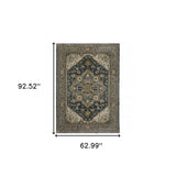 5' X 8' Blue And Green Oriental Power Loom Area Rug With Fringe - Homeroots - Flyclothing LLC