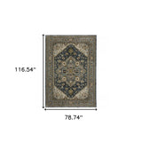 6' X 9' Blue Taupe Grey Green Rust Tan Beige And Gold Oriental Power Loom Stain Resistant Area Rug With Fringe - Homeroots - Flyclothing LLC