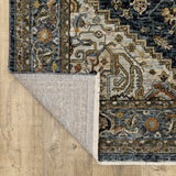 10' X 13' Blue Taupe Grey Green Rust Tan Beige And Gold Oriental Power Loom Stain Resistant Area Rug With Fringe - Homeroots - Flyclothing LLC