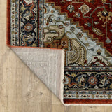 2' X 3' Blue Beige Grey Gold Green And Rust Red Oriental Power Loom Stain Resistant Area Rug With Fringe - Homeroots - Flyclothing LLC