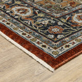 8' X 11' Blue Beige Grey Gold Green And Rust Red Oriental Power Loom Stain Resistant Area Rug With Fringe - Homeroots - Flyclothing LLC