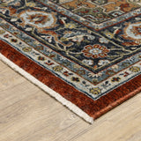 10' X 13' Blue Beige Grey Gold Green And Rust Red Oriental Power Loom Stain Resistant Area Rug With Fringe - Homeroots