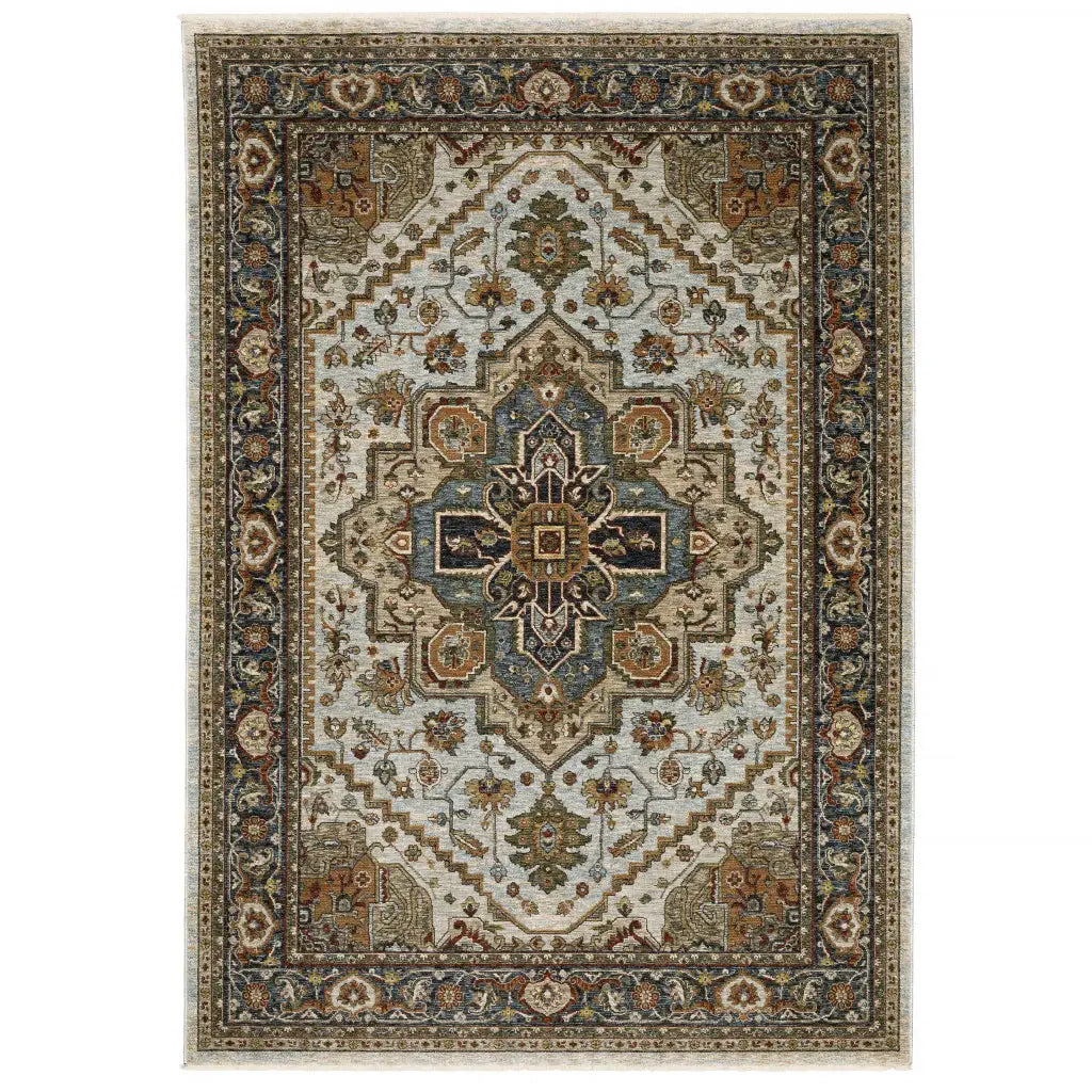 Brown And Ivory Oriental Power Loom Area Rug With Fringe - Homeroots - Flyclothing LLC