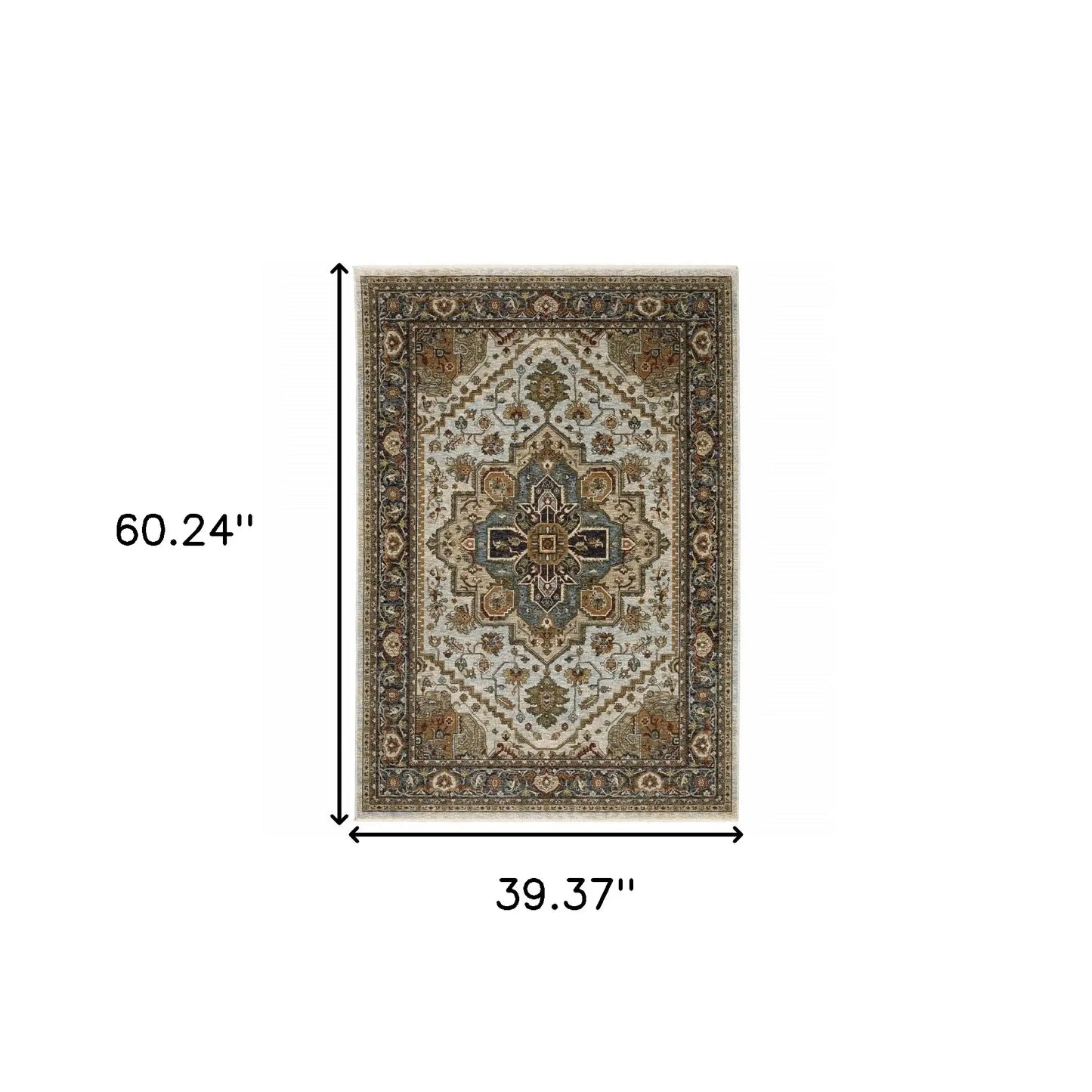 Brown And Ivory Oriental Power Loom Area Rug With Fringe - Homeroots - Flyclothing LLC