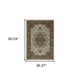 Brown And Ivory Oriental Power Loom Area Rug With Fringe - Homeroots - Flyclothing LLC