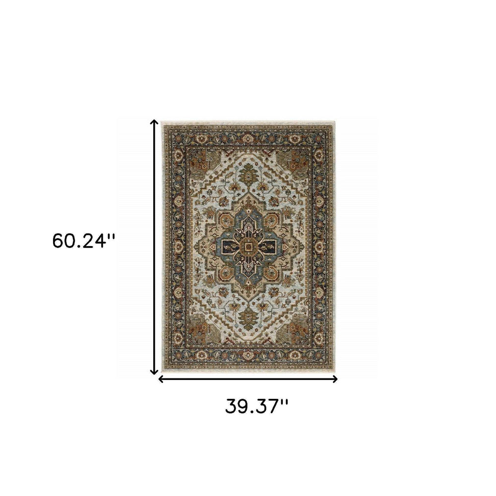 Brown And Ivory Oriental Power Loom Area Rug With Fringe - Homeroots - Flyclothing LLC