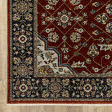 2' X 8' Red Ivory Blue Navy Gold And Grey Oriental Power Loom Stain Resistant Runner Rug With Fringe - Homeroots - Flyclothing LLC
