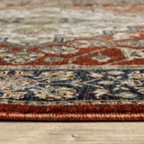 2' X 3' Red Ivory Blue Navy Gold And Grey Oriental Power Loom Stain Resistant Area Rug With Fringe - Homeroots - Flyclothing LLC