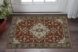 Blue And Red Oriental Power Loom Area Rug With Fringe - Homeroots - Flyclothing LLC