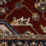 10' X 13' Red Ivory Blue Navy Gold And Grey Oriental Power Loom Stain Resistant Area Rug With Fringe - Homeroots - Flyclothing LLC