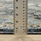 2' X 8' Blue Gold Ivory And Navy Oriental Power Loom Stain Resistant Runner Rug With Fringe - Homeroots - Flyclothing LLC