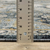 2' X 8' Blue Gold Ivory And Navy Oriental Power Loom Stain Resistant Runner Rug With Fringe - Homeroots - Flyclothing LLC