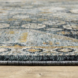 5' X 8' Blue Gold Ivory And Navy Oriental Power Loom Stain Resistant Area Rug With Fringe - Homeroots - Flyclothing LLC