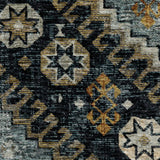 10' X 13' Blue Gold Ivory And Navy Oriental Power Loom Stain Resistant Area Rug With Fringe - Homeroots - Flyclothing LLC