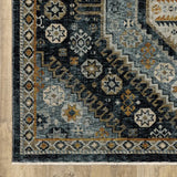 10' X 13' Blue Gold Ivory And Navy Oriental Power Loom Stain Resistant Area Rug With Fringe - Homeroots - Flyclothing LLC