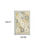 10' X 13' Blue Green Gold Navy And Ivory Geometric Tufted Handmade Stain Resistant Area Rug - Homeroots - Flyclothing LLC