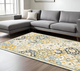 10' X 13' Blue Green Gold Navy And Ivory Geometric Tufted Handmade Stain Resistant Area Rug - Homeroots - Flyclothing LLC