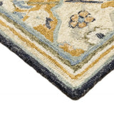 4' X 6' Blue Green Gold Navy And Ivory Geometric Tufted Handmade Stain Resistant Area Rug - Homeroots - Flyclothing LLC