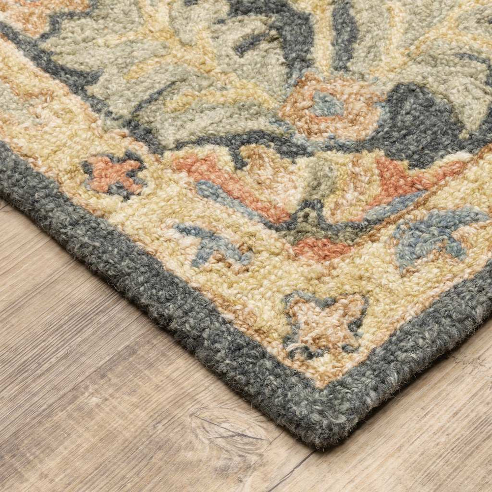 8' Blue and Orange Oriental Hand Tufted Runner Rug - Homeroots - Flyclothing LLC
