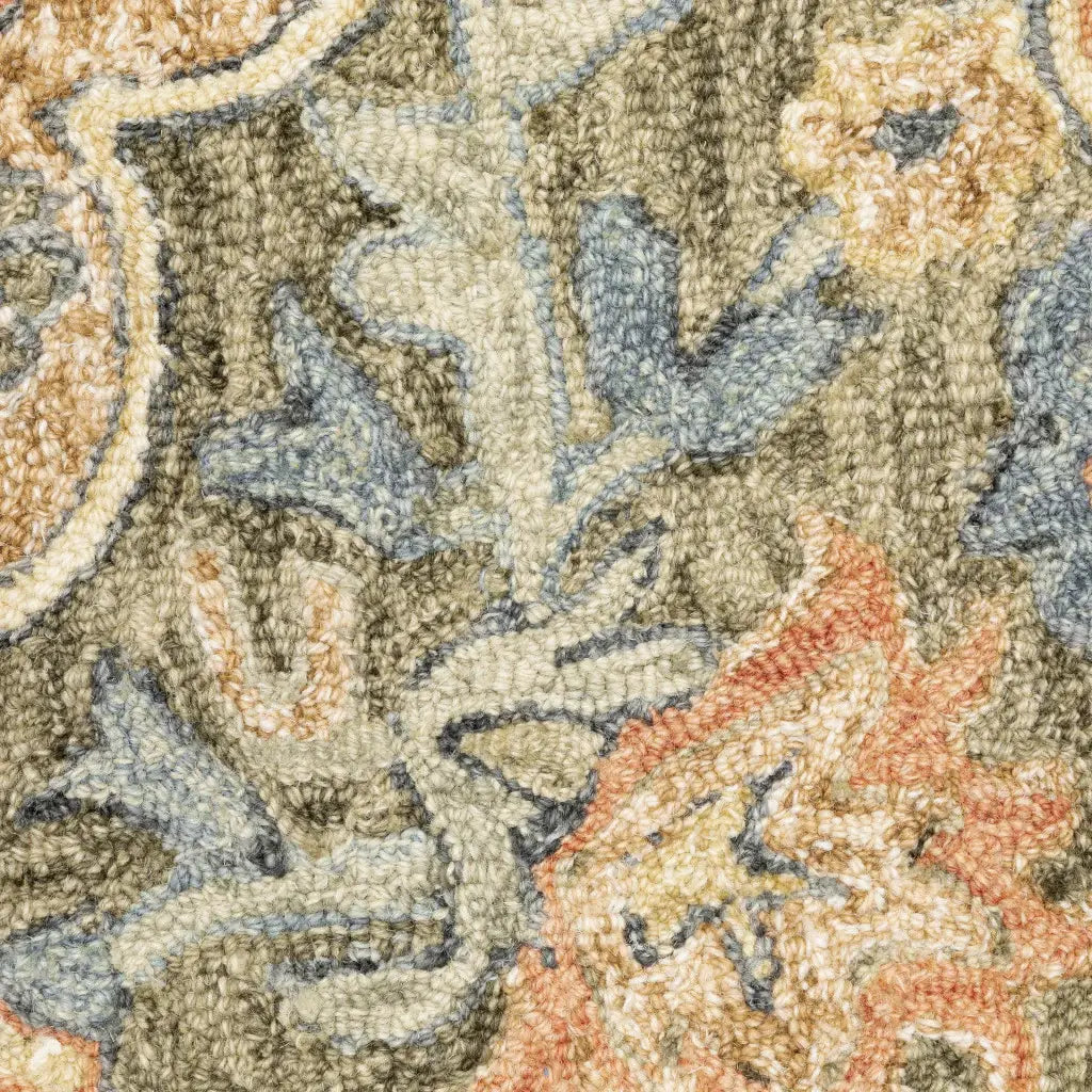 8' Blue and Orange Oriental Hand Tufted Runner Rug - Homeroots - Flyclothing LLC