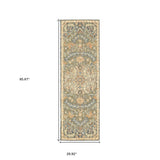 8' Blue and Orange Oriental Hand Tufted Runner Rug - Homeroots - Flyclothing LLC