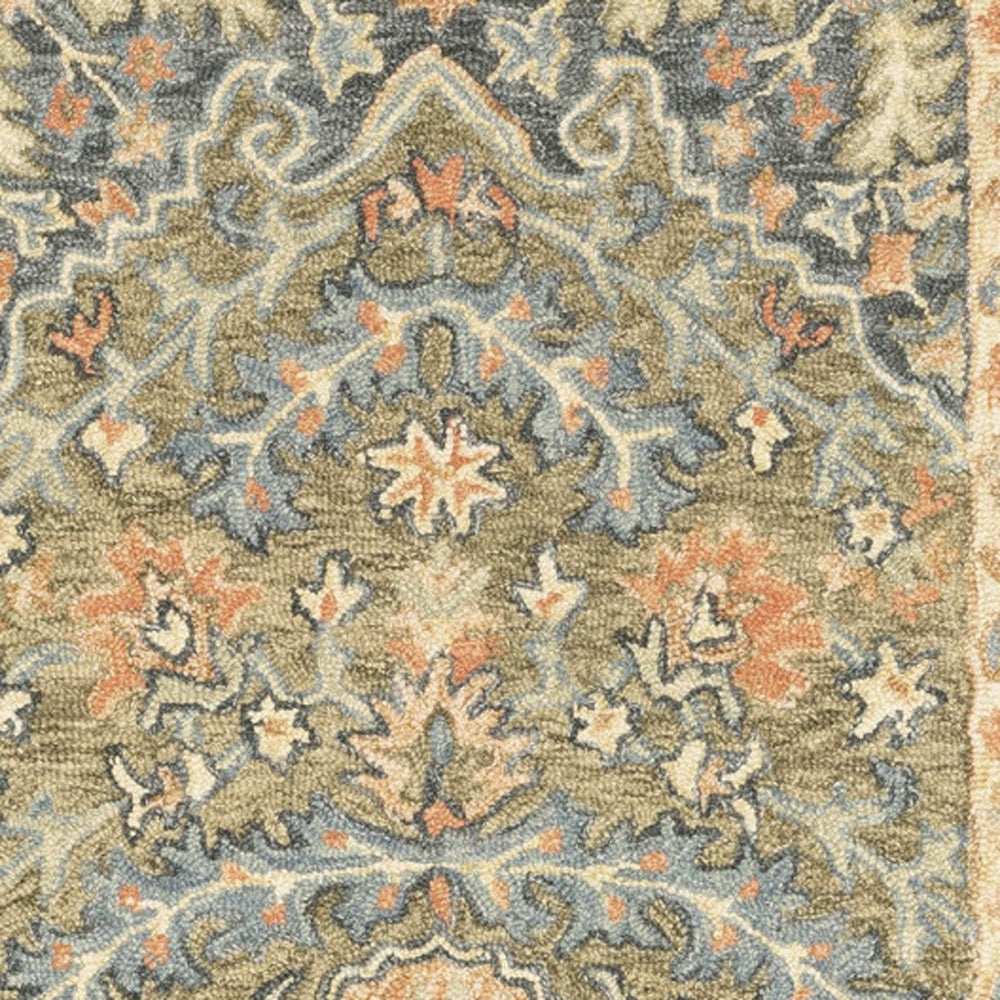 8' Blue and Orange Oriental Hand Tufted Runner Rug - Homeroots - Flyclothing LLC