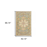 4' X 6' Blue Green Clay And Gold Oriental Tufted Handmade Stain Resistant Area Rug - Homeroots - Flyclothing LLC