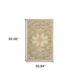 5' X 8' Blue Green Clay And Gold Oriental Tufted Handmade Stain Resistant Area Rug - Homeroots - Flyclothing LLC