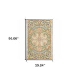 5' X 8' Blue Green Clay And Gold Oriental Tufted Handmade Stain Resistant Area Rug - Homeroots - Flyclothing LLC