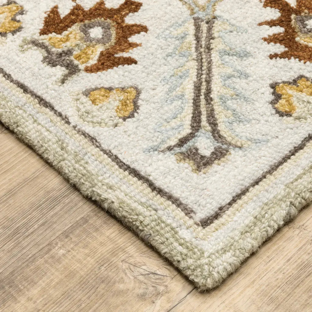 10' X 13' Ivory Beige Gold And Muted Grey Oriental Tufted Handmade Stain Resistant Area Rug - Homeroots - Flyclothing LLC