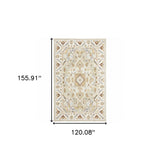10' X 13' Ivory Beige Gold And Muted Grey Oriental Tufted Handmade Stain Resistant Area Rug - Homeroots - Flyclothing LLC