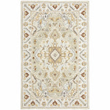 4' X 6' Ivory Beige Gold And Muted Grey Oriental Tufted Handmade Stain Resistant Area Rug - Homeroots - Flyclothing LLC