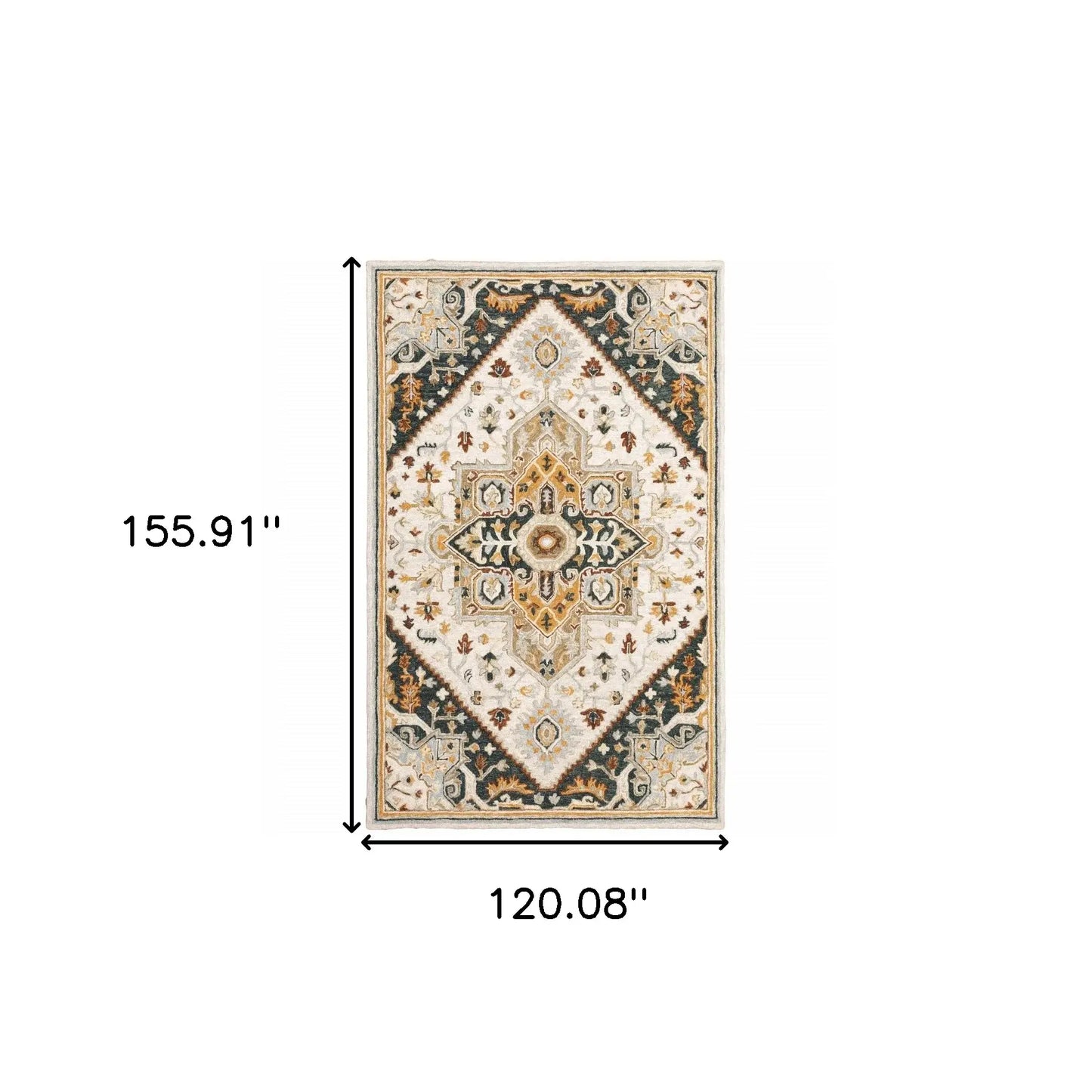10' X 13' Ivory Charcoal Gold Clay And Muted Blue Oriental Tufted Handmade Stain Resistant Area Rug - Homeroots - Flyclothing LLC