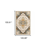 10' X 13' Ivory Charcoal Gold Clay And Muted Blue Oriental Tufted Handmade Stain Resistant Area Rug - Homeroots - Flyclothing LLC