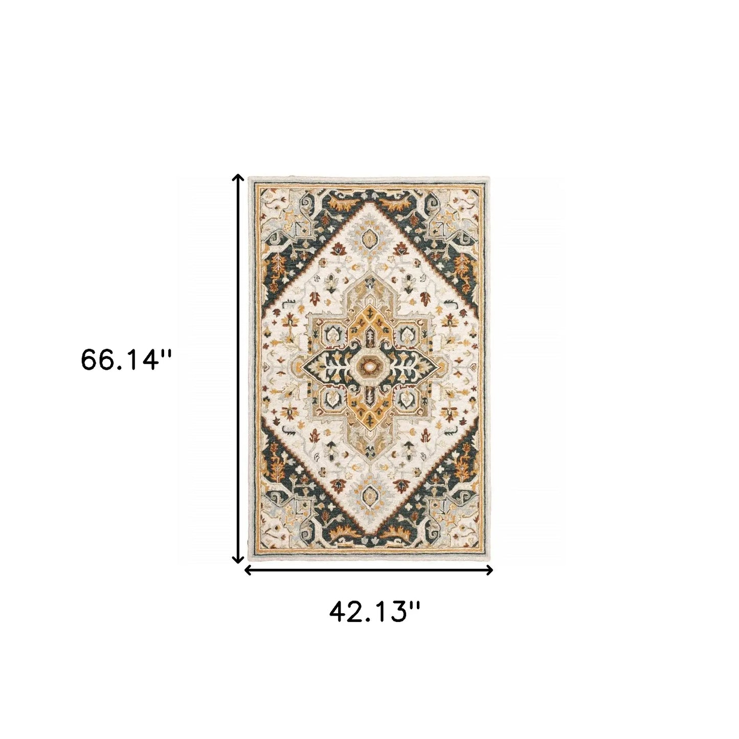 4' X 6' Ivory Charcoal Gold Clay And Muted Blue Oriental Tufted Handmade Stain Resistant Area Rug - Homeroots - Flyclothing LLC