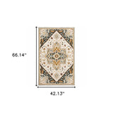 4' X 6' Ivory Charcoal Gold Clay And Muted Blue Oriental Tufted Handmade Stain Resistant Area Rug - Homeroots - Flyclothing LLC