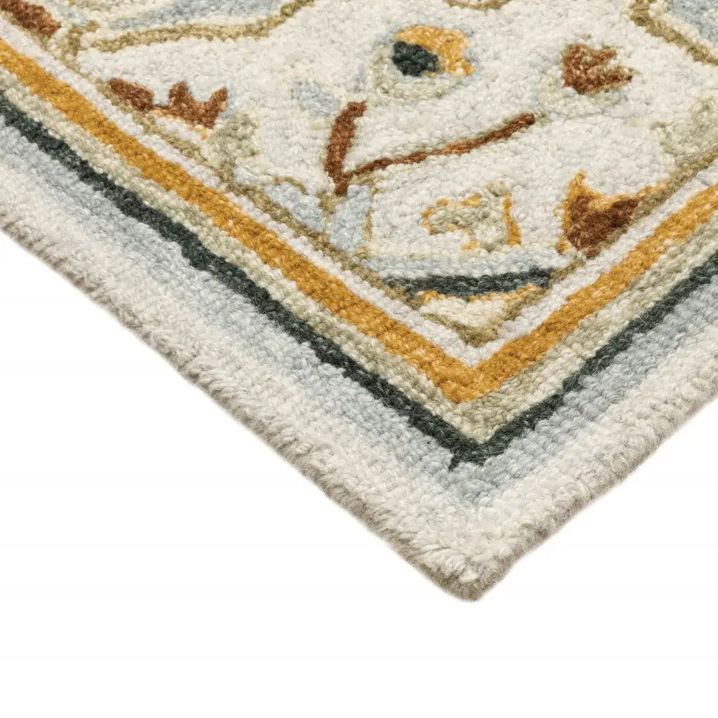 5' X 8' Ivory Charcoal Gold Clay And Muted Blue Oriental Tufted Handmade Stain Resistant Area Rug - Homeroots - Flyclothing LLC