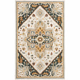 8' X 10' Ivory Charcoal Gold Clay And Muted Blue Oriental Tufted Handmade Stain Resistant Area Rug - Homeroots - Flyclothing LLC