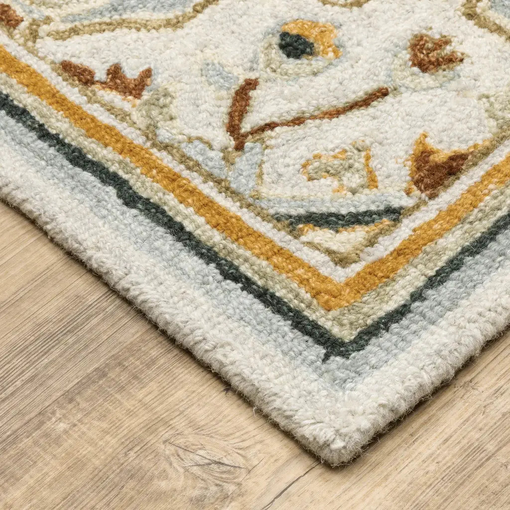 8' X 10' Ivory Charcoal Gold Clay And Muted Blue Oriental Tufted Handmade Stain Resistant Area Rug - Homeroots - Flyclothing LLC