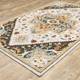 8' X 10' Ivory Charcoal Gold Clay And Muted Blue Oriental Tufted Handmade Stain Resistant Area Rug - Homeroots