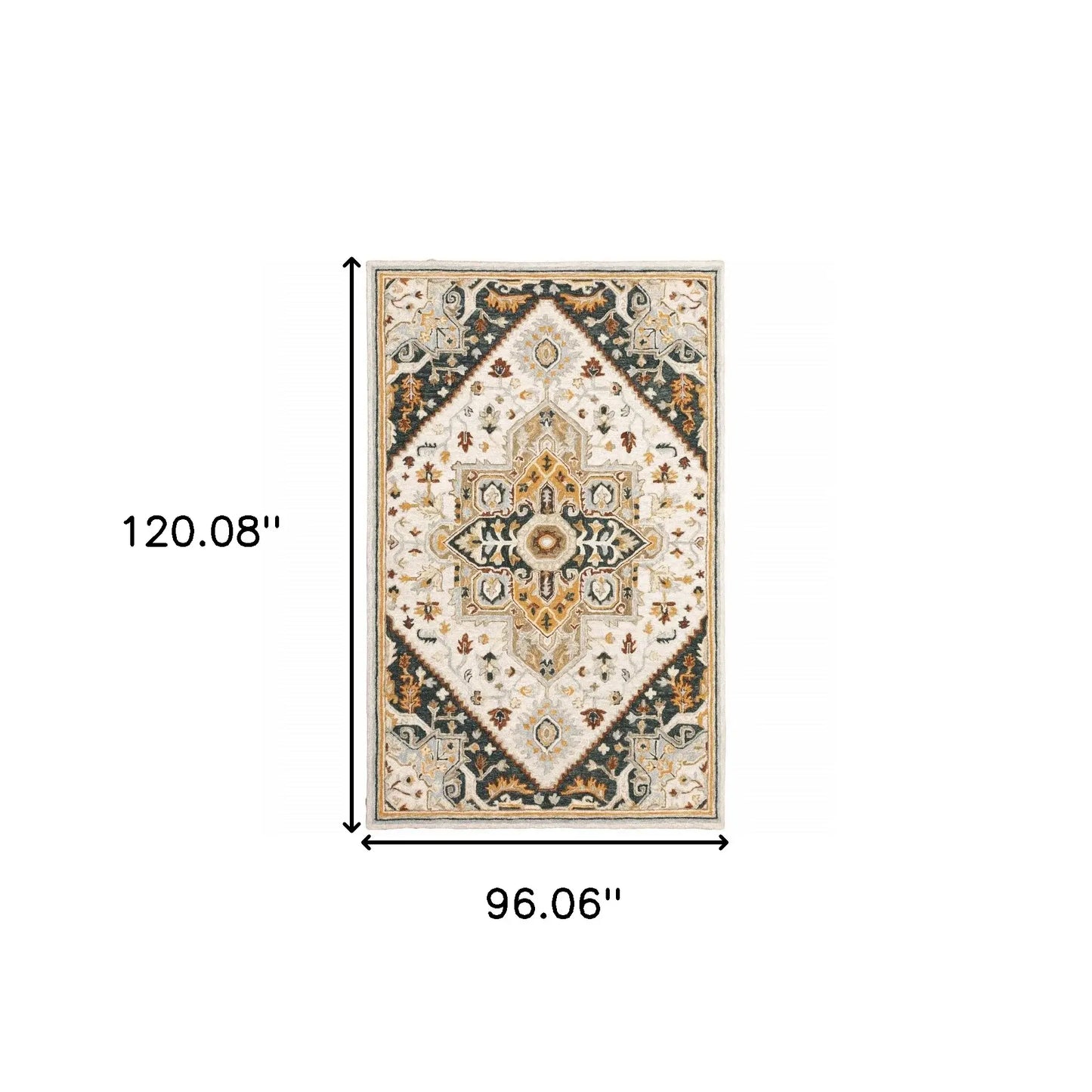 8' X 10' Ivory Charcoal Gold Clay And Muted Blue Oriental Tufted Handmade Stain Resistant Area Rug - Homeroots - Flyclothing LLC