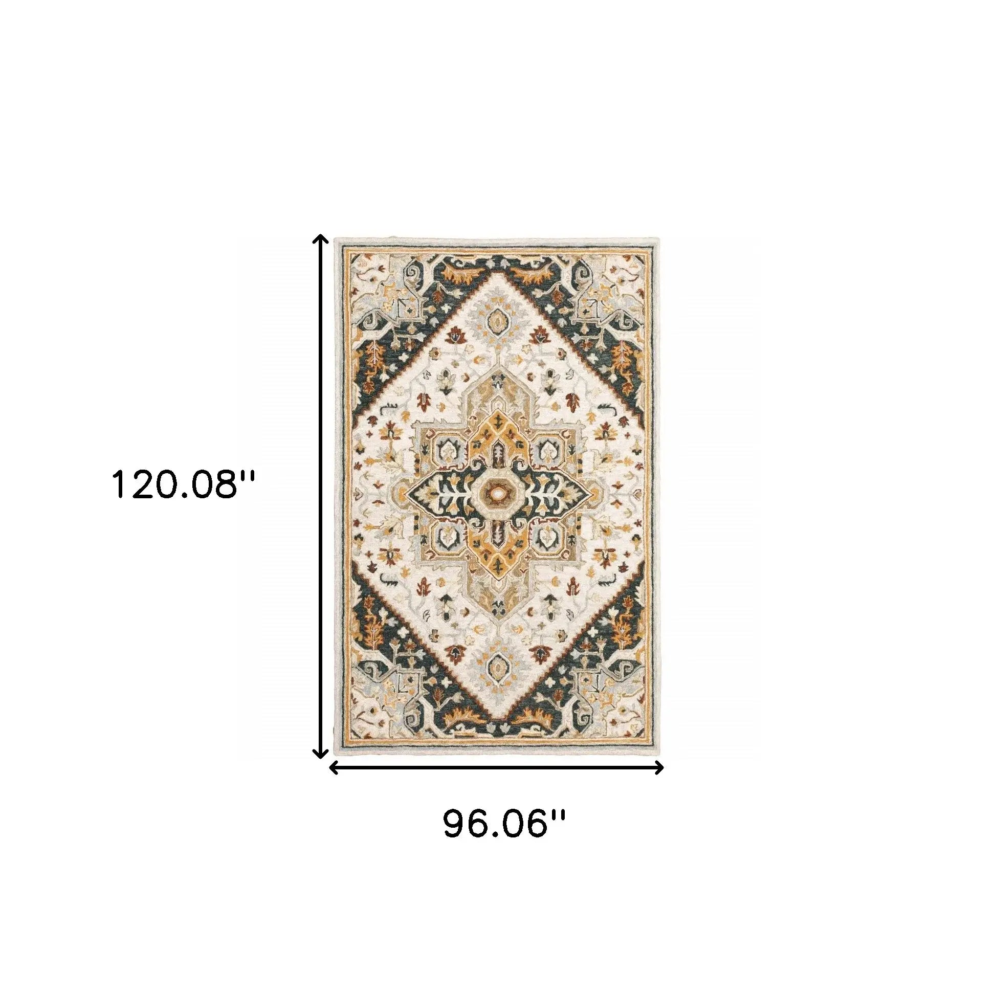 8' X 10' Ivory Charcoal Gold Clay And Muted Blue Oriental Tufted Handmade Stain Resistant Area Rug - Homeroots - Flyclothing LLC
